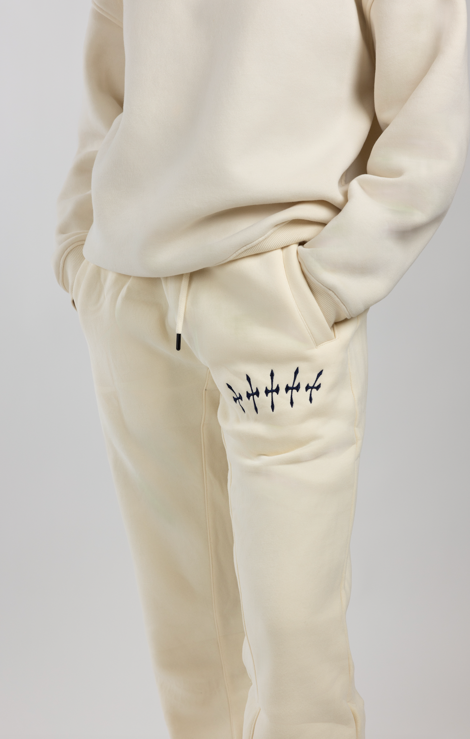 cream cuffed sweatpants